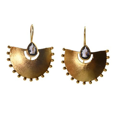 Euro Gold Gemstone Daisy starburst  Earrings- A26F