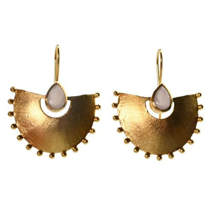 Euro Gold Gemstone Daisy starburst  Earrings- A26F