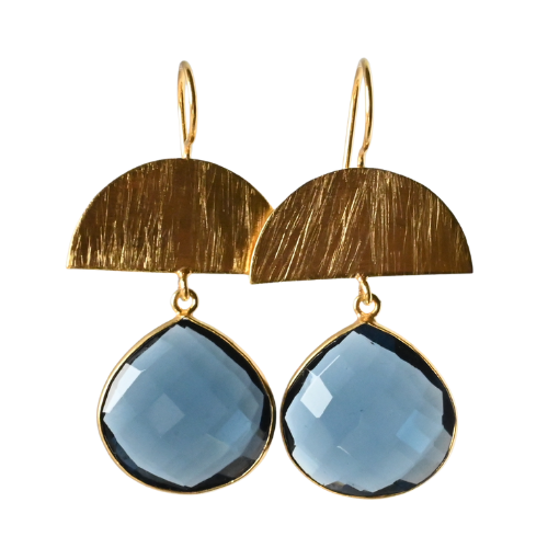 Euro Gold Gemstone Drop Earrings-A298A