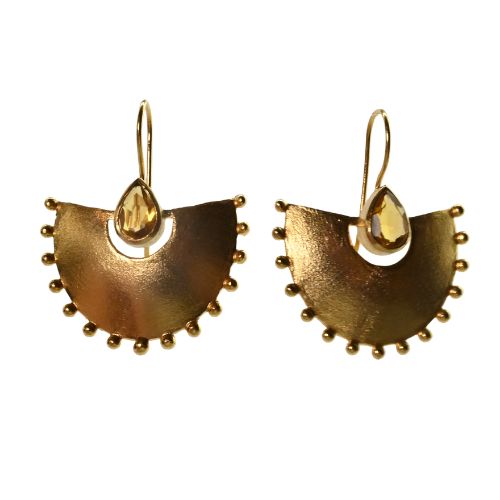Euro Gold Gemstone Daisy starburst  Earrings- A26F