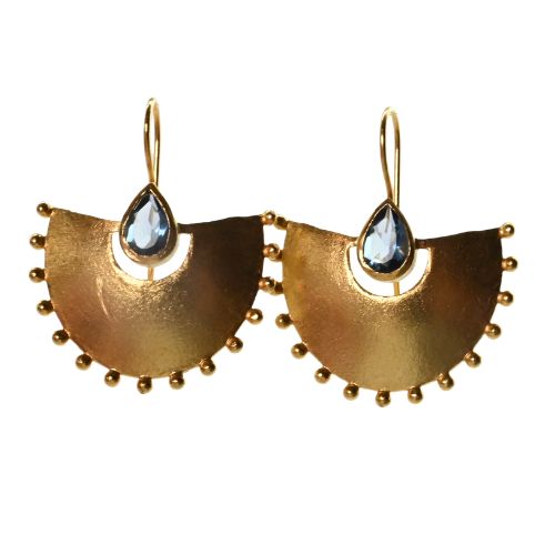 Euro Gold Gemstone Daisy starburst  Earrings- A26F