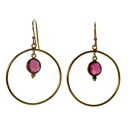 Euro Gold Gemstone Hoop Earrings- A283