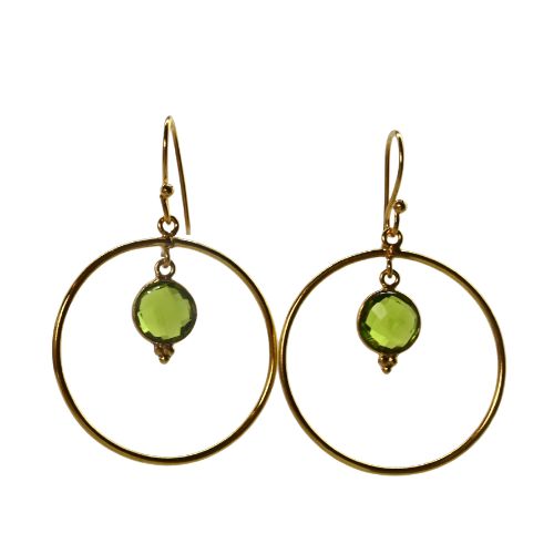 Euro Gold Gemstone Hoop Earrings- A283