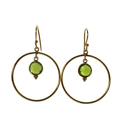 Euro Gold Gemstone Hoop Earrings- A283
