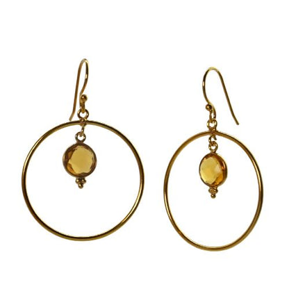 Euro Gold Gemstone Hoop Earrings- A283