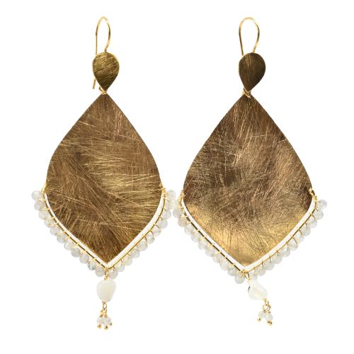 Euro Gold Gemstone Marquis Earrings- A322