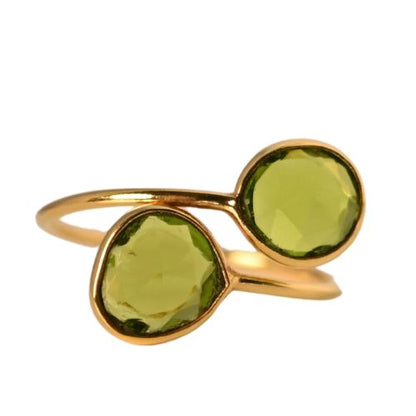 Euro Gold Cuff Ring Open size with gems A256R