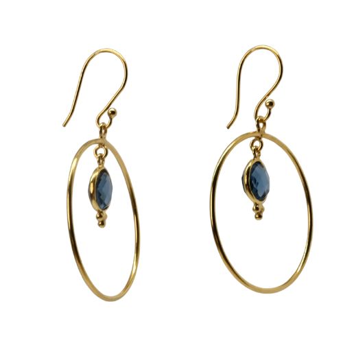 Euro Gold Gemstone Hoop Earrings- A283