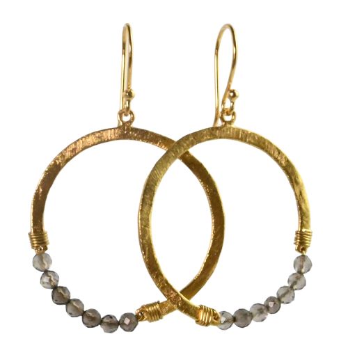 Euro Gold Hoop Earrings-many Gemstone  varieties A239