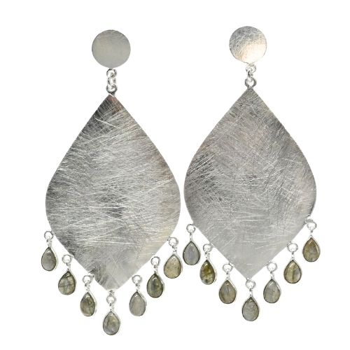 Euro Silver Gemstone Marquis Earrings- CA323