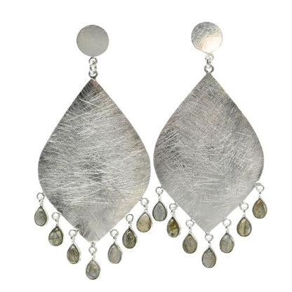 Euro Silver Gemstone Marquis Earrings- CA323