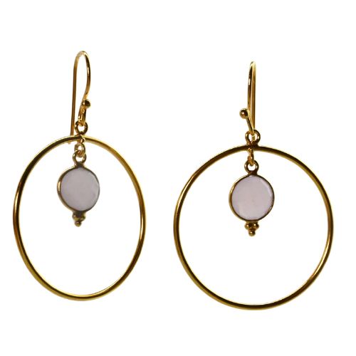 Euro Gold Gemstone Hoop Earrings- A283