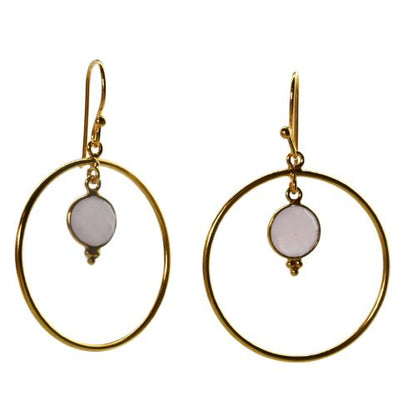 Euro Gold Gemstone Hoop Earrings- A283