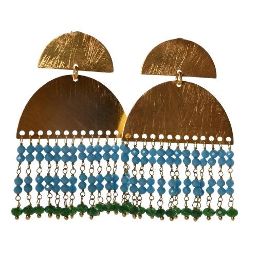 Euro Gold Waterfall Gem Earrings- A307b