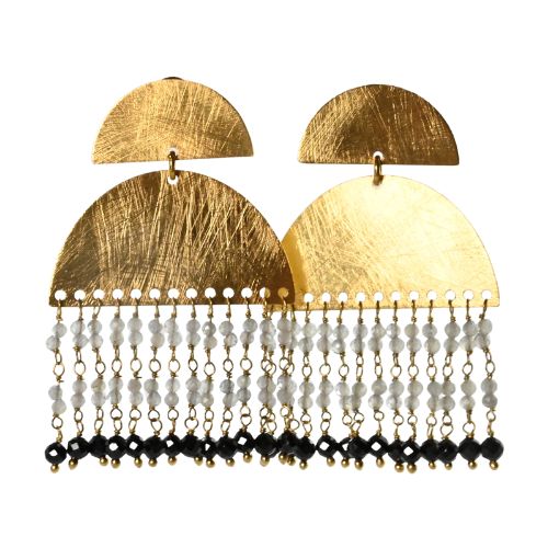 Euro Gold Waterfall Gem Earrings- A307b
