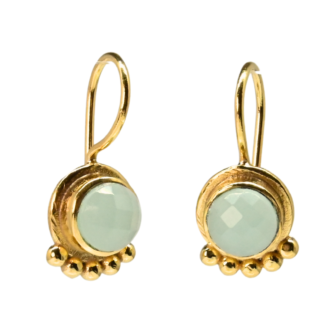 Euro Gold Gemstone Drop Earrings- A238a