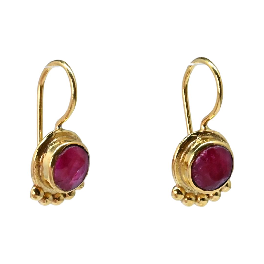 Euro Gold Gemstone Drop Earrings- A238a