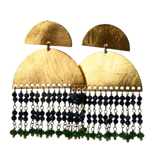 Euro Gold Waterfall Gem Earrings- A307b