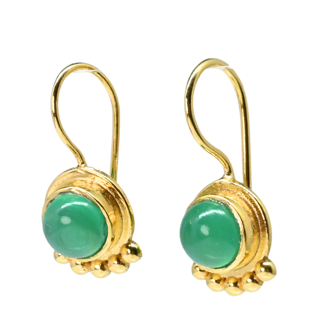 Euro Gold Gemstone Drop Earrings- A238a