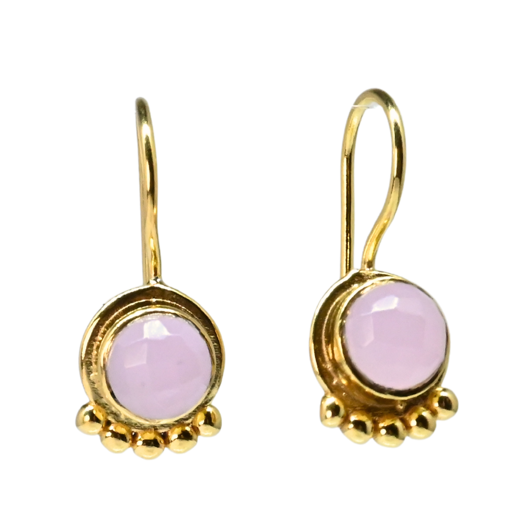 Euro Gold Gemstone Drop Earrings- A238a