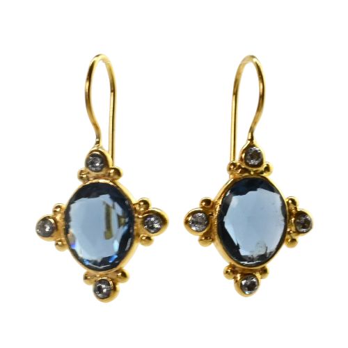 Euro Gold Gem Earrings- A339