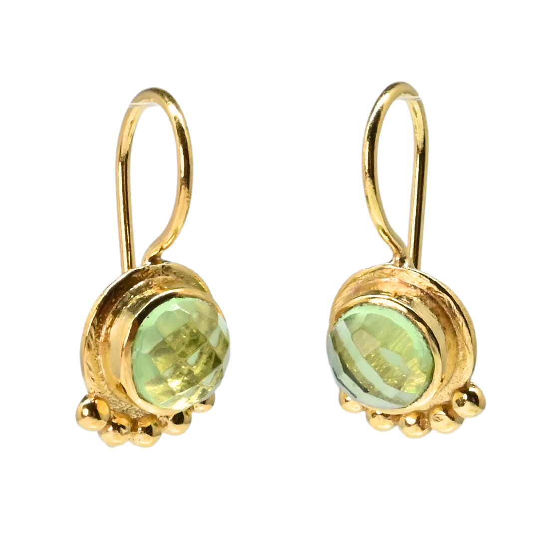 Euro Gold Gemstone Drop Earrings- A238a