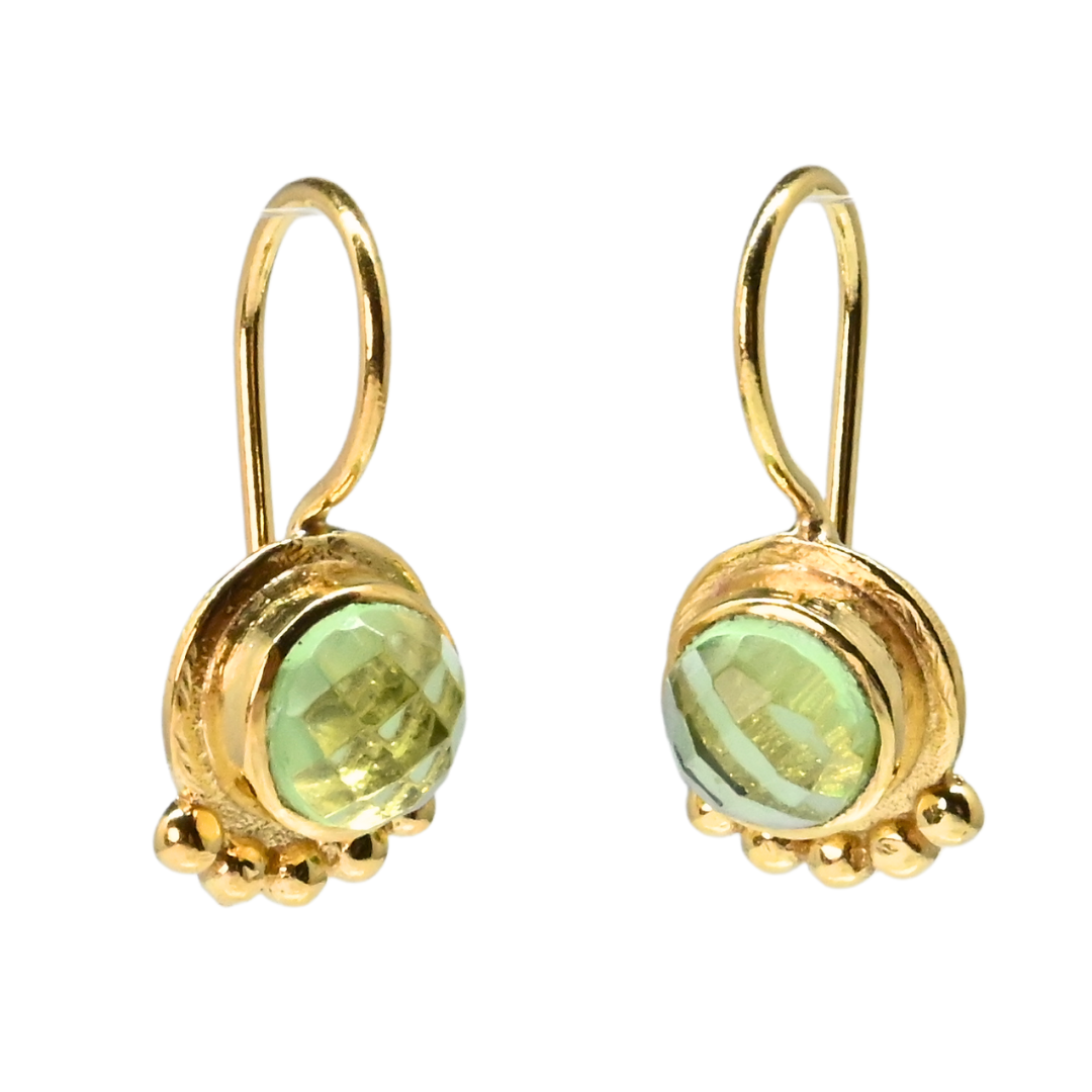 Euro Gold Gemstone Drop Earrings- A238a