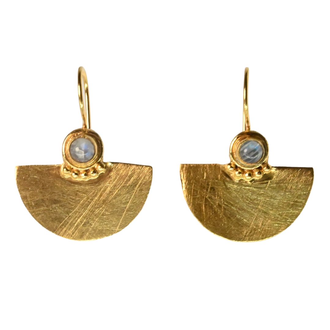 Euro Gold Double Fan Drop Earrings A26E Picollo