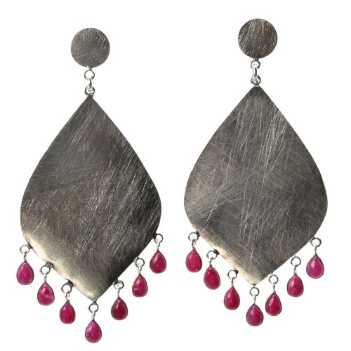Euro Silver Gemstone Marquis Earrings- CA323