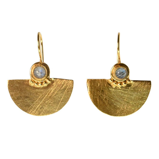 Euro Gold Double Fan Drop Earrings A26E Picollo
