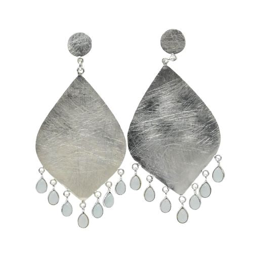 Euro Silver Gemstone Marquis Earrings- CA323