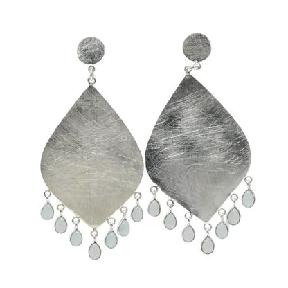 Euro Silver Gemstone Marquis Earrings- CA323