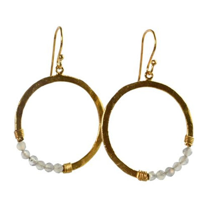 Euro Gold Hoop Earrings-many Gemstone  varieties A239