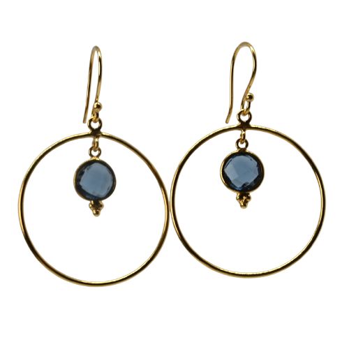 Euro Gold Gemstone Hoop Earrings- A283