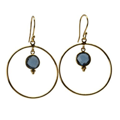 Euro Gold Gemstone Hoop Earrings- A283