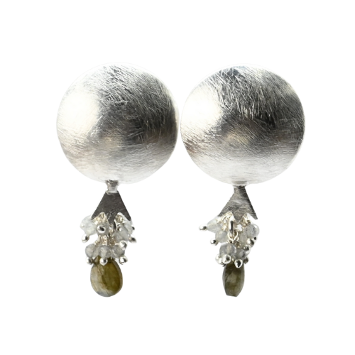 EuroSilver Pomegranite Gemstone Stud Earrings - C320