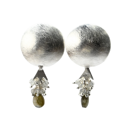 EuroSilver Pomegranite Gemstone Stud Earrings - C320