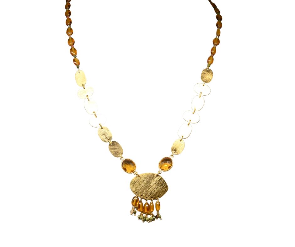 Euro Gold Gemstone Necklace 50 cm  A326
