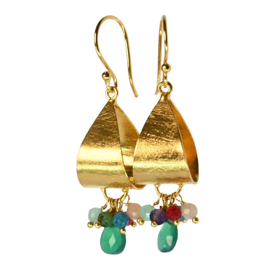 Euro Gold Gem Hoop Earrings A281a