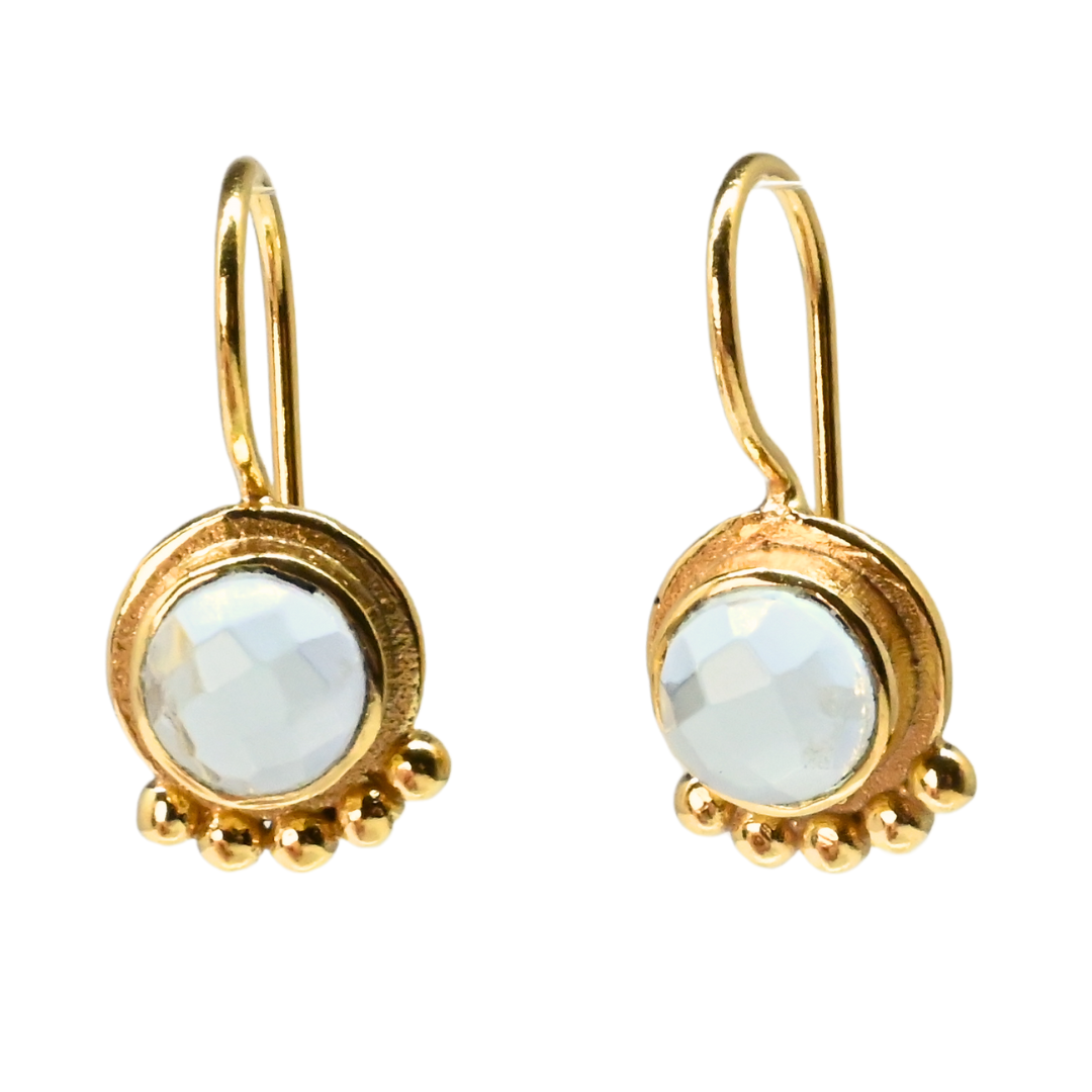 Euro Gold Gemstone Drop Earrings- A238a