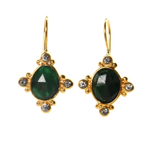 Euro Gold Gem Earrings- A339