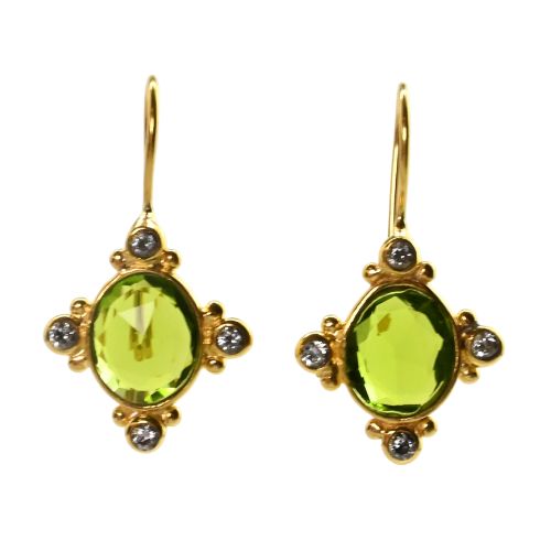 Euro Gold Gem Earrings- A339
