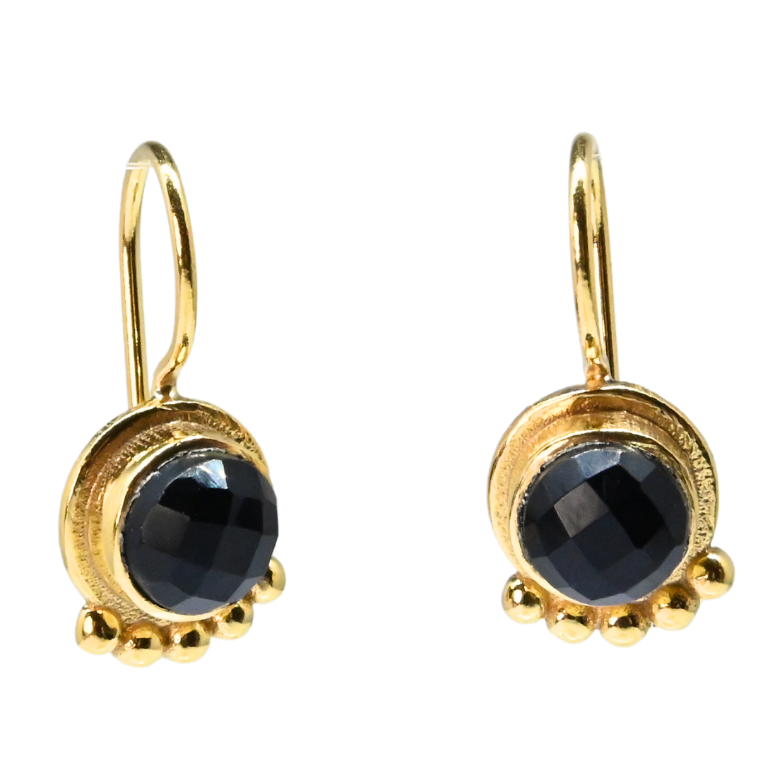 Euro Gold Gemstone Drop Earrings- A238a