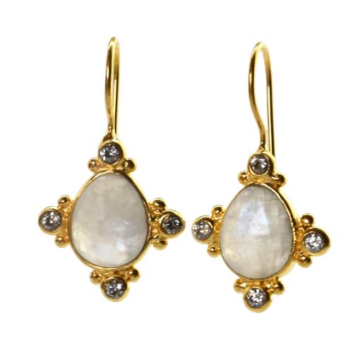 Euro Gold Gem Earrings- A339