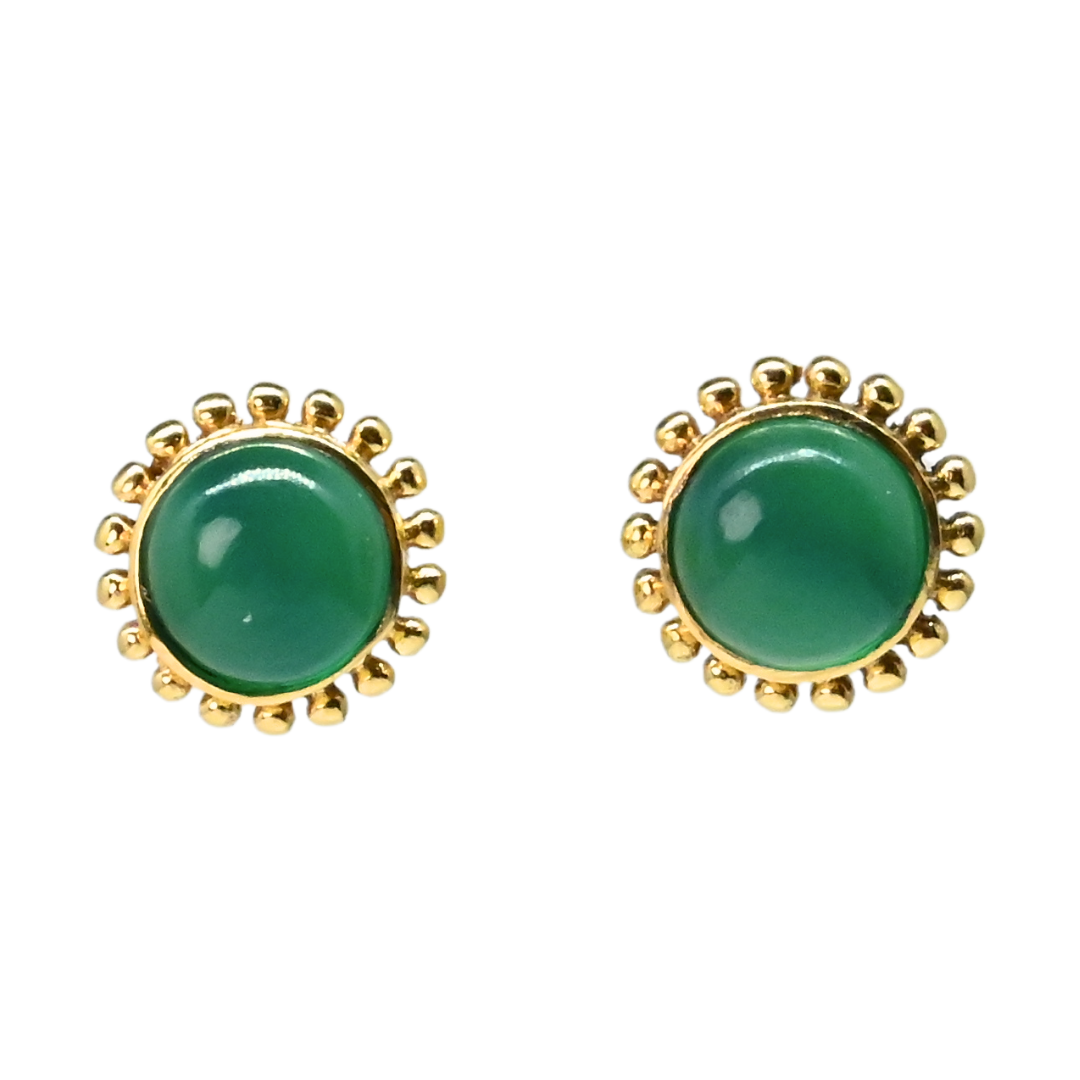 Euro Gold Gemstone Stud Earrings- A225A