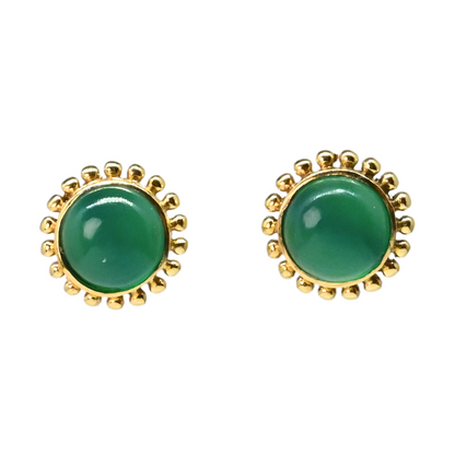Euro Gold Gemstone Stud Earrings- A225