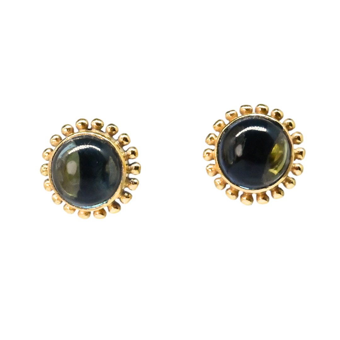 Euro Gold Gemstone Stud Earrings- A225A