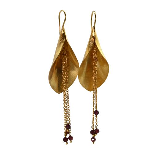 Euro Gold Lilly Gem Earrings- A161