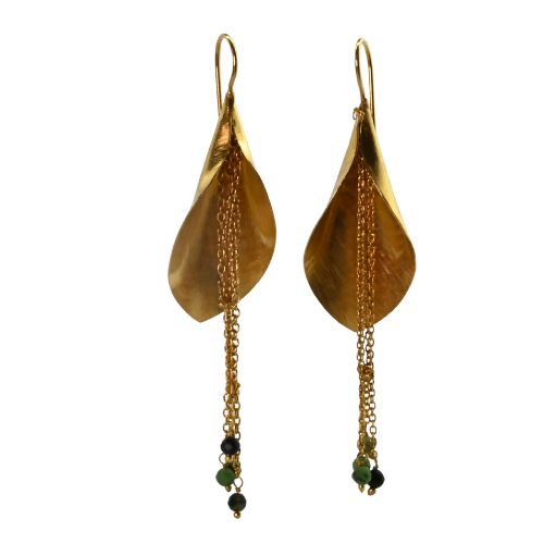 Euro Gold Lilly Gem Earrings- A161