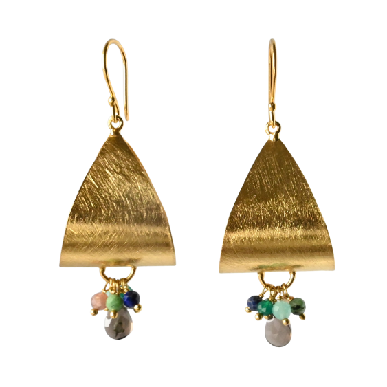 Euro Gold Gemstone Drop Earrings- A281